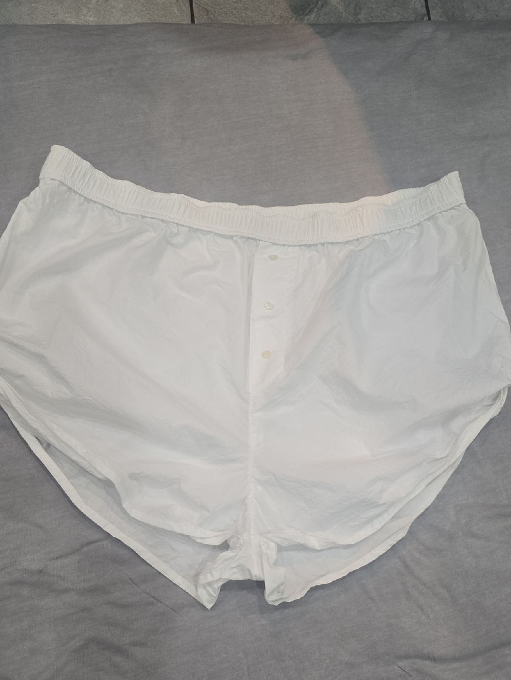 Anthropologie White Elastic-Waist Button-Front Shorts